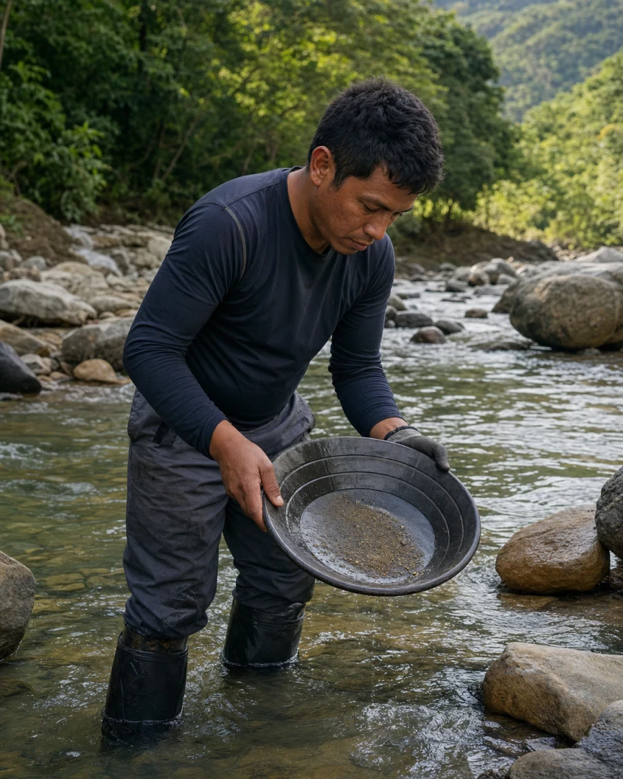 Minero artesanal en el territorio donde se origina el mineral.